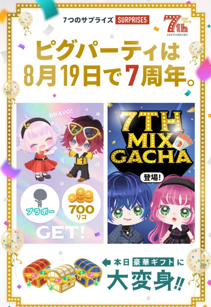 【2022/8/19】やっぱり予想通りなショボさだったな…ｗ　ピグパアニバーサリー７つのサプライズイベントと内容物【7周年】
